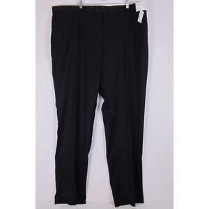 NEW Pronto Uomo 48 Black Pinstriped 100% Wool Flat Front Suit Trouser Mens Pants